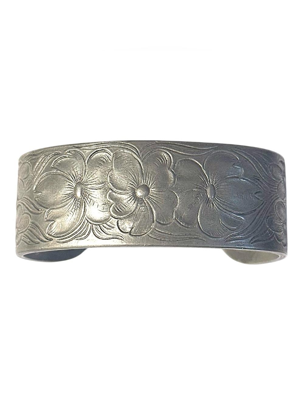 Salisbury Pewter July Flower of the Month Larkspur Cuff Bracelet Stamped